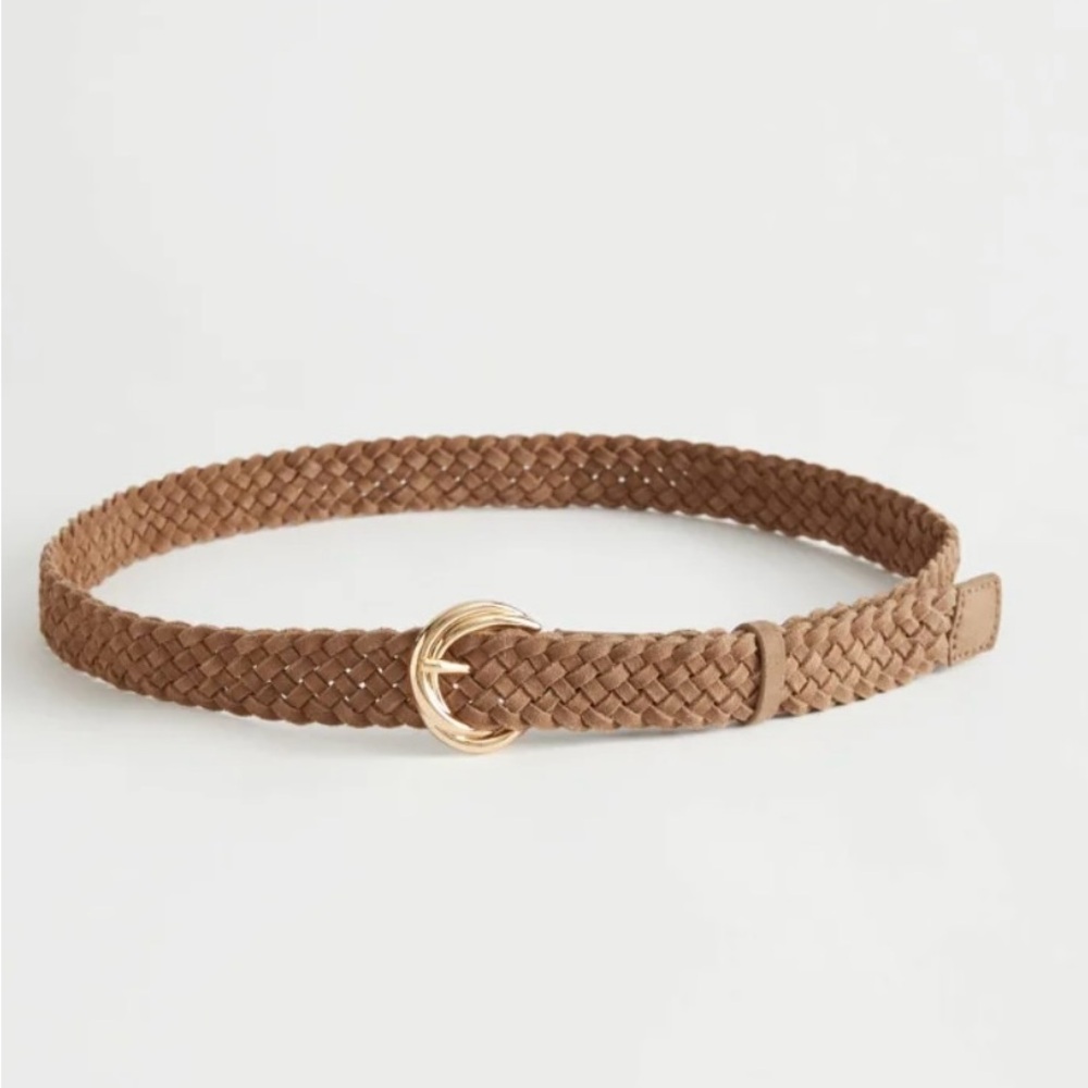 And Other Stories Suede Braided Belt, caramel colour.One size